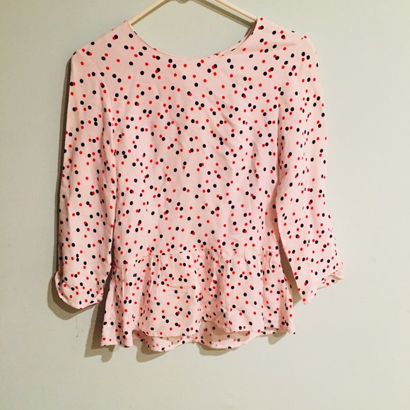 H&M Tops - H&M | Polka Dot Peplum Top Red White and Blue